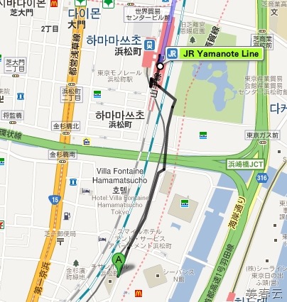 동경 히노데(日の出)역 부근 치선 호텔에서 지브리 미술관 가는 방법 - 하마쯔스초 역에서 JR 야마노테 라인 타고 가는 것이 좋아