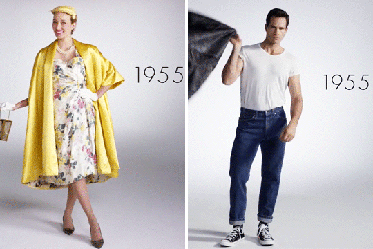 100년간 미국인들의 패션 변화를 한 눈에 - 패션 모델의 재치있는 포즈가 흥미진진해