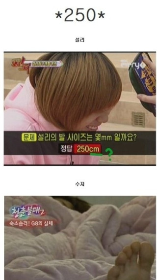 2013년 여성 연예인들 발 사이즈를 공개한다