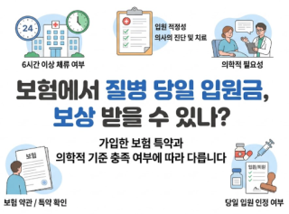 보험에서 질병당일 입원금 보상 받는 방법
