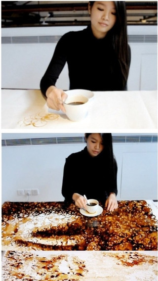 커피로 만든 신선한 예술작품