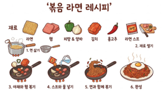 볶음 라면 레시피: 라볶이와는 차원이 다른 매콤한 맛!