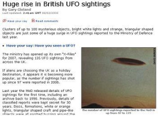 英국방부 지난해 UFO목격 보고 135건