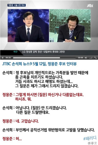 정몽준님을 두번 죽인 손석희 아나운서 - 서울시장 후보에게 던진 돌직구는 아파헤