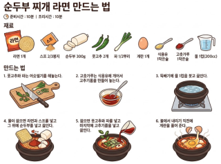 순두부와 라면의 알싸한 조화로 만들 수 있는 순두부 찌게 라면
