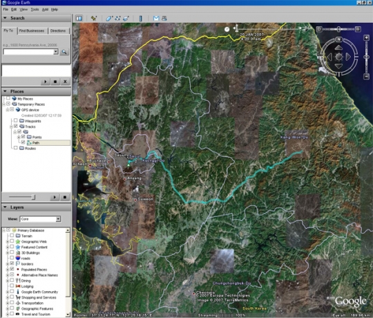 소니 GPS-CS1, Google Earth를 이용한 여행경로표시
