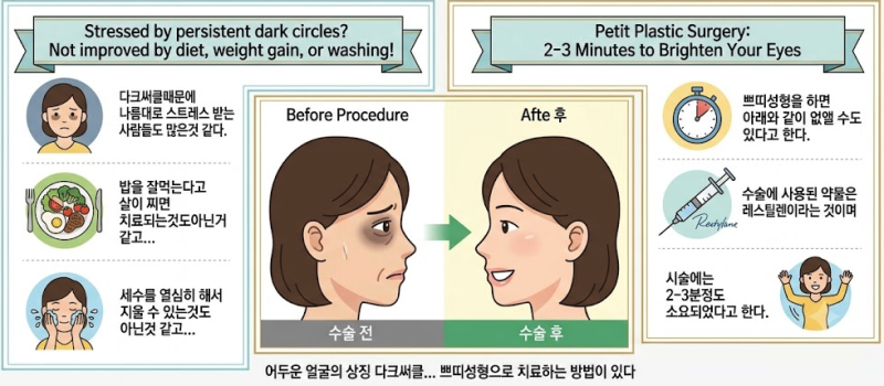 어두운 얼굴의 상징 다크써클... 쁘띠성형으로 치료하는 방법이 있다