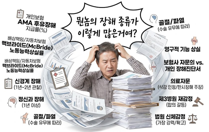 사고시 보험사들의 장해 판단 유형