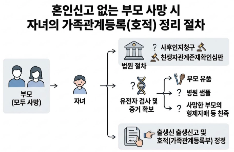 혼인신고가 없는 부부가 사망한 경우에 그 자녀의 입적