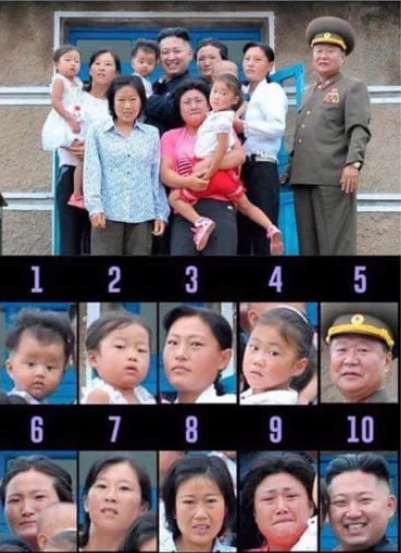 북한의 한 가족 사진에 김정은이...