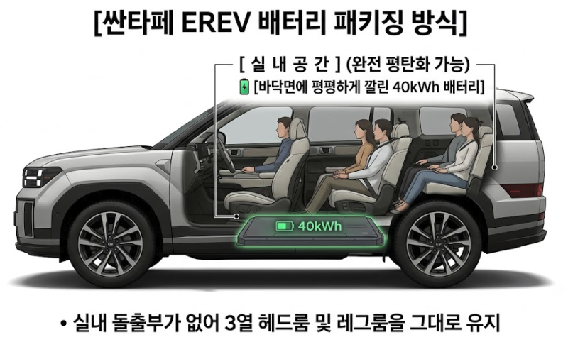 차세대 친환경 패밀리 SUV의 정석 2027 현대 싼타페 EREV - 자동차 사양 및 주행거리, 편의사양 등